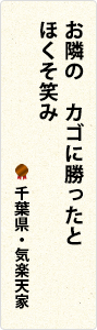 お隣の　カゴに勝ったと　ほくそ笑み　千葉県・気楽天家