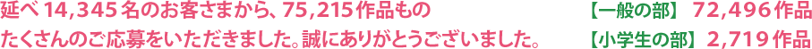 たくさんのご応募をいただきました。誠にありがとうございました。